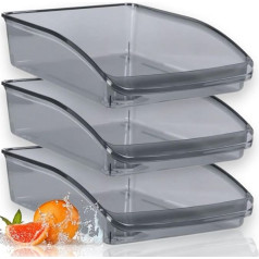 ZUNOVI Kühlschrank-Organizer, 3er-Set | Organizer für Küche, Speisekammer, Schränke, Arbeitsplatten und Kühlschränke, wiederverwendbar und BPA-frei (Grau Gde)