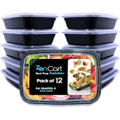 Zencart Wiederverwendbare Lebensmittelbehälter mit Deckel für die Aufbewahrung von Lebensmitteln, mikrowellengeeignet, gefrierbar und spülmaschinenfest, stapelbare Lunchboxen (800 ml), 12 Stück