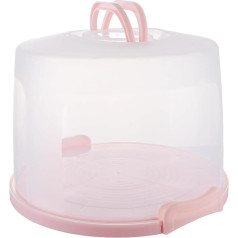 SENENQU 10 Inch Cake Box Plastic Airtight Cake Carrier with Handle and Lid, Tall Cake Storage Container, Portable Cake Holder for Cakes Cookies Cake Party - Pink