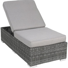 greemotion Bari Garden Lounger as Lounge Module - Sun Lounger with Function in Grey - Deck Chair Element with Cushion - Adjustable Rattan Bench - Outdoor Garden Furniture Made of Polyrattan