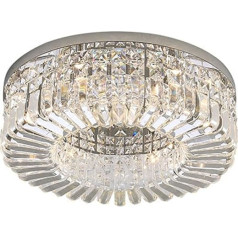 LED Crystal Ceiling Light, Luxurious Round K9 Crystal Ceiling Light, Modern Crystal Stainless Steel Ceiling Light, Flush Mount Ceiling Light for Hallway, Bedroom, Bathroom, Foyer, Living Room, Kitchen