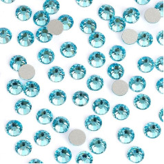 SS8 1440pcs Crystal Rhinestones Glass Flat Back Rhinestones for Nail Art Crafts and Nail Decoration Aquamarine
