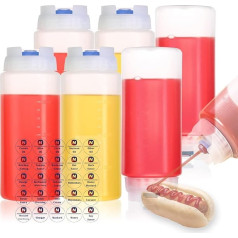 Gewürz-Quetschflaschen für Ketchup, heiße Soßen, Flüssigkeiten, Öl mit Kappen für Kondensmilch und Senf, Salatdressingspender, transparente Kunststoffflaschen, Dressingbehälter, PE, BPA-frei, 400 ml