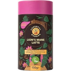 Cheerful Buddha Superfood Lion Mane Latte, Delicious, Caffeine Free Alternative to Coffee, Enriched with Superfoods, No Caffeine-Related Tremor, No Sugar, Turmeric Latte, 150g