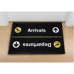 Close Up Arrivals/Departures Doormat Washable Door Mat 40 x 60 cm Black Yellow