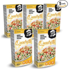 Forpro CarbControl Quadretti High Protein Low Carb Pasta, Healthy, Low Carbohydrate, Long-Lasting Saturating, Vegan Pasta, Pack of 5