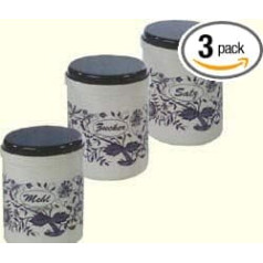 ostprodukte-versand Ossi Item Tin 3 Pack Salt Sugar Flour Onion Pattern GDR Gifts