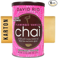 David Rio Flamingo Vanilla Chai Tea Decaffeinated + 2 Papa Vo Chopsticks Pack of 6 (6 x 337 g)