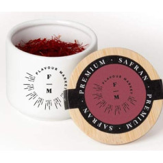 Flavour Market Saffron Threads (5 g) in High-Quality Ceramic Tin - 5 g Saffron Threads Quality Category I (ISO 3632 - 2)