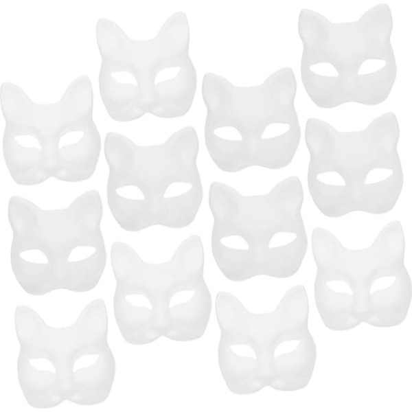 BELLIFFY Pack of 12 Empty Paper Masks for Crafts, Unfinished White Masks for Creative Fancy Dress Costumes, Paintable Masks for Children and Adults, DIY Craft Supplies