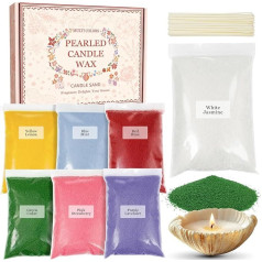 Scent-Hi Candle Sand, 1.1 kg Scented Candle Sand, Candle Wax Granules 7 Colours with 15 Wicks, Wax Granules for Wax Candle DIY - Jasmine, Lavender, Rose, Cedar, Strawberry, Lemon, Mint