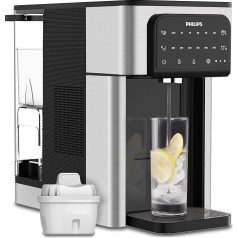 Philips Water All-in-One Water Station, Dispenser for Filtered Hot and Cold Water, 2.8 L Capacity, 6 Temperature Presets, Touchscreen ADD5980/31, Silver, Black, One Size