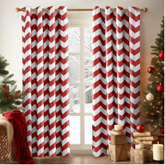 Melodieux Fashion Chevron Curtains for Living Room Dining Room Darkening Eyelet Soundproof Thermal Insulated for Bedroom 84 Inch Long 52 x 84 Inch Red (1 Panel)