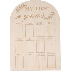 Luqeeg First Year Photo Board, Baby Photo Frame Set, First Year Milestone Board Wooden 1st Birthday Nursery Decoration Photo Frame for Birthday Wall Decor
