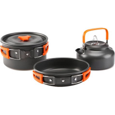 aiGear Camping Kochgeschirr Set/Outdoor Geschirr Set | Camping Topf Kochtopf Tragbar Aluminium | mit Aufbewahrungsbeutel | für Outdoor Camping Wandern Wandern Picknick
