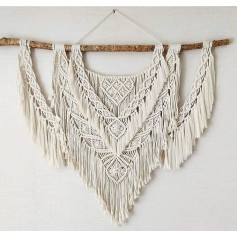 CBXSF Large Macrame Wall Hanging Natural Driftwood Bohemian Wall Decor Macrame Tapestry Over the Headboard Crafts Beige Macrame Wedding Decor 90 cm W x 80 cm L