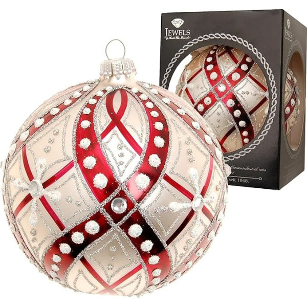 Krebs Glas Lauscha - Christmas decoration/Christmas tree decoration made of glass - Christmas baubles - colour: red/silver - decorated with rhinestones - size: 10 cm
