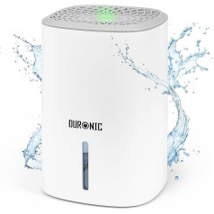 Duronic DH06 WE Dehumidifier, Quiet Dehumidifier for 5-10 m² Rooms, Small Condenser Dryer with 0.8 Litre Water Tank, 23 Watt Room Dehumidifier Against Mould, Against Condensation in the Bedroom