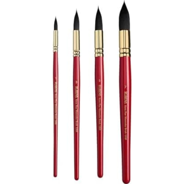 Paul Rubens Watercolor Brush Set, Synthetic Nylon Squirrel Hair Brush Set for Artists, Adults and Crafters, Pointed Round Mopping Brush for Watercolor, Gouache, 4 Pieces (#1#3#5#7)