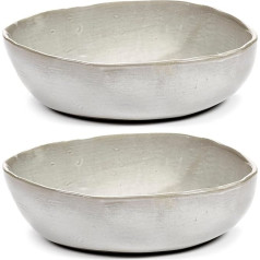 White Feeding Bowls Set of 2 | La Mère Crockery by Marie Michielssen | Stoneware Microwave Safe | Crockery Set and Crockery Sets for Pasta, Cereal, Soup Bowl