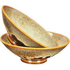 YA JU 2 Sets Ceramic Ramen Noodle Soup Bowl - Perfect for Ramen, Pho, Soup and Asian Dishes, Udon Noodles, Asian Chinese Large Ramen Noodle Bowl