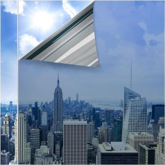CottonColors Window Film Disposable Day Privacy Window Tint Static Cling Mirror Glass Sun Protection Heat Control Anti UV Window Cover for Home Silver 90x200cm