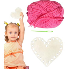 Holzkorb Häkelunterteil | Herzförmiges Holzboden-Set zum Basteln Stricken – kreative herzförmige handgefertigte Dekorationen für handgefertigte Stickerei-, Garn-, Strick- und Häkelprojekte