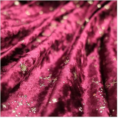 NAKAN Stretch Velvet Fabric 155 x 100 cm Soft Star Moon Pattern Velour Fabric for DIY Crafts, Clothing Costume, Decoration, Photo Background (Colour: Red, Size: 2 m)
