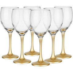 Glasmark Krosno Wine Glass 0.3 L Red Wine Glasses Set of 6 Glasses for Red Wine White Wine Red Wine Glass Red Wine Glasses White Wine Glasses Wine Goblet Glass Dishwasher Safe Transparent Gold 6 x 300