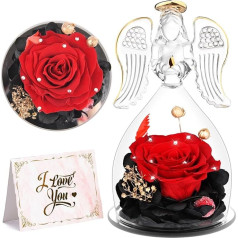 Eternal Rose Angel Figure, Gifts for Mum, Eternal Rose in Glass, Gifts for Women, Real Red Roses with Crystal, Eternal Rose in Glass Guardian Angel, Mother Gift, Birthday, Christmas, Valentine's Day