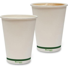 DISPOSABLE GREEN® | 350ml Coffee Cups | Unique Water Filled | Certified Compostable | Tea Cups - Eco - Biodegradable - Containers for Office, Party & Wedding (50 Only)