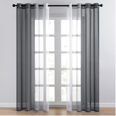 Topfinel Curtains Black White Colour Gradient Curtain Semi-Transparent Curtains with Eyelets Children's Room Boy Airy & Translucent Curtain Living Room Set of 2 H 280 x W 140 cm