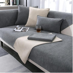 JJRETGY Chenille Sofa Cover 1 2 3 4 Seater, Corner Sofa L Shape Sofa Throw, Non-Slip Sofa Covers, Warm Super Soft Sofa Cover, Washable Sofa Cover for Pets (Grey, 90 x 210 cm)