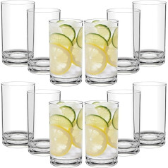 Realway Plastic Cups Reusable Unbreakable Drinking Glasses BPA Free Dishwasher Safe Acrylic Glasses Drinkware for Kitchen Kids Adults Drinking Glasses 12 Pack