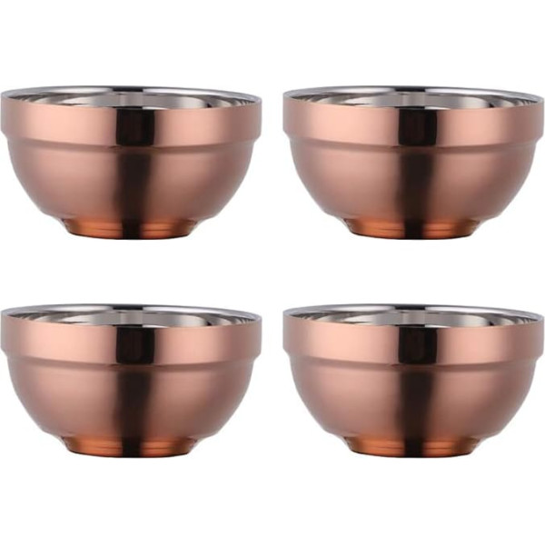 Do Buy Cereal Bowl Stainless Steel 500 ml Rose Gold Soup Bowls Set of 4 Rice Bowl Large Pasta Bowl Dessert Bowls Wide 13 cm (5.1 Inch) Metal Ramen Bowls Double Layer Anti-Hot