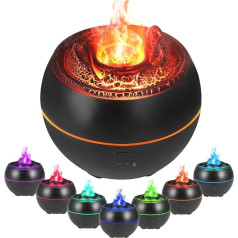 Vusddy Flame Aroma Diffuser, Diffuser Humidifier, 3 Timers, 7 Colours, Waterless Automatic Shut-Off, Humidifier for Home, Office, Bedroom, Rooms (Black)
