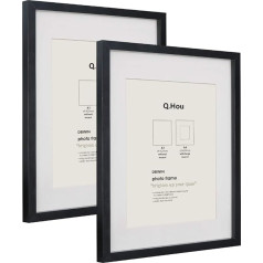 Q.Hou 005UK-QH-PFA3-BK Picture Frame A3 Black Set of 2 with Mount for A4 Picture or Certificate Plexiglass Front for Wall Decoration