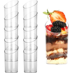 BELLE VOUS Pack of 50 Mini Plastic Dessert Cups - L5 x H8.2 cm - 70 ml - Transparent Round Reusable Plastic Cups for Dessert, Serving & Dessert Glasses, Plastic for Tasting, Appetizers & Dessert