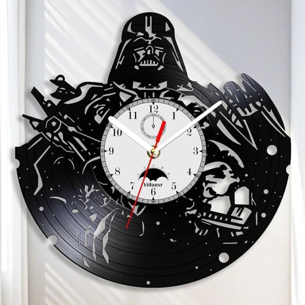 Viiluuxr Wall Clock Modern Vinyl Record Wall Clocks Clock Wall Without Ticking Noises Wall Clock Children Silent Decoration Living Room Kitchen Clock Bathroom Clock Bedroom 12 Inch Quartz Clock