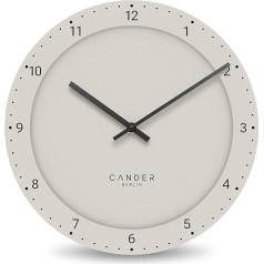 Cander Berlin MNU 2930 B Wall Clock Silent Warm Grey 30 cm Large without Ticking Noises Analogue Living Room Modern Vintage