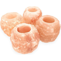 Lebensquelle Plus Set of 4 Salt Crystal Tea Light Holders Salt Tea Light Mood Light 400 g Crystal Salt from Punjab/Pakistan near Himalayas