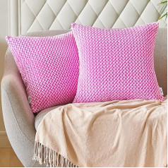 Pauleon 16 x 16 cm Cushion Covers Set of 2 - Pink Throw Cushion Covers, Jacquard Square Cushion Cover for Couch, Sofa, Living Room