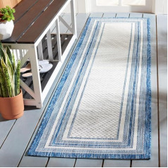Safavieh Courtyard Collection CY8475 Indoor/Outdoor Waterproof Washable Rug 70 x 180 cm Ivory/Navy Blue