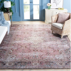 Safavieh Traditionell Teppich für Maschinenwaschbar und rutschfest - Ideal für stark frequentierte Bereiche - Tucson Collection, Kurzer Flor, Beige und Grau, 120 X 120 cm