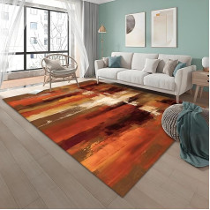 FTCJWL Modern Soft Short Pile Rug, Easy Care, Machine Washable, Suitable for Hallway, Bedroom, Children's Room, Playroom, Brown, Orange, Red, 120 x 180 cm