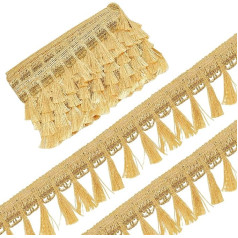 GORGECRAFT Gold Fringe Tassel Trim 2.12 Inch Polyester Fiber Fringe Lace Trim Ribbon Knit Tassel Metallic Braided Edging Chain Trim for DIY Sewing Crafts