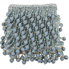 VICASKY Beads Tassel Ball Fringe Trim Handmade Hanging Ball Sewing Craft DIY Craft Decoration Ornaments Curtain Table Cloth Home Decoration (Blue)