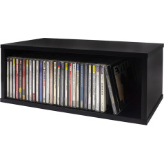 SdroceRyaM CD Storage Rack - Wooden Media Display for CDs, Video Games, Books - 15.67 x 6.77 x 6.38 Inches - Storage and Organisation (Black)