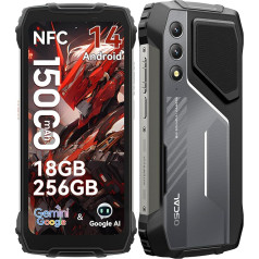 OSCAL Pilot 1 Outdoor Mobile Phone Without Contract Android 14, 15000mAh/33W, 18GB + 256GB/2TB, 6.67 Inch 90Hz, 50MP + 32MP AI Outdoor Smartphone, 5W 138dB Speaker, Dual LED Construction Site Mobile