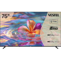 Vestel TiVo 75UT9740 75 Inch Smart TV Powered by TiVo, 4K UHD TV with Dolby Vision HDR, Dolby Atmos and Integrated Triple Tuner, LED TV Black